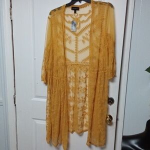 Catherines Mustard Yellow Lace Kimono